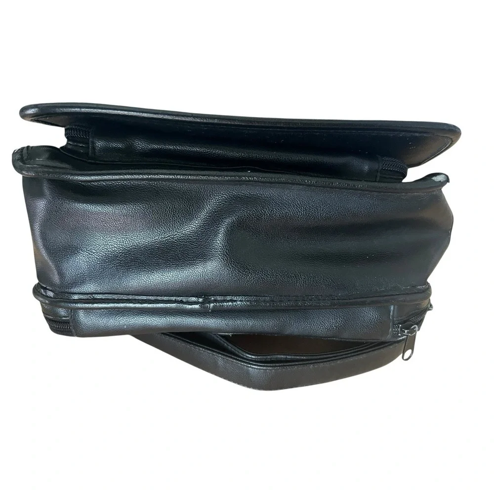 Black Leather Messenger‎ Laptop Briefcase Bag Unisex Designer *READ